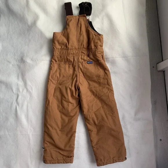 Walls Insulated Bib Overalls Canvas Youth Medium Tough Wear Brown - Picture 6 of 8